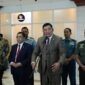 Panglima TNI Jenderal TNI Agus Subiyanto bersama Kasau, Wakasad, dan Wakasal mendampingi Menteri Pertahanan RI Sjafrie Sjamsoeddin