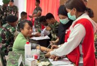 Persit KCK Cabang XXXV Kodim 1710/Mimika menggelar kegiatan donor darah
