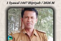 Wali Nagari Taluk Tigo Sakato Kecamatan Batang Kapas Kabupaten Pesisir Selatan, Nofriandi bersama Pemerintah Nagari Taluk Tigo Sakato menyampaikan ucapan selamat Idul Fitri