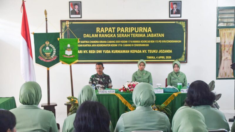 Rapat Paripurna dalam rangka serah terima jabatan Ketua Persit Kartika Chandra Kirana (KCK) Cabang XXXV Kodim 1710/Mimika