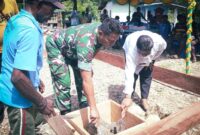 Kodim 1710/Mimika melaksanakan kegiatan ground breaking pembangunan enam Jembatan Garuda