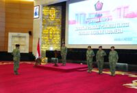 Panglima TNI Jenderal TNI Agus Subiyanto yang diwakili oleh Inspektur Jenderal (Irjen) TNI Laksdya TNI Hersan, memimpin Upacara Laporan Korps Kenaikan Pangkat