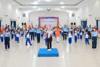 Pengurus Cabang Lanud Sjamsudin Noor menggelar olahraga bersama dalam rangka memperingati HUT ke-38 Yayasan Ardhya Garini (Yasarini)