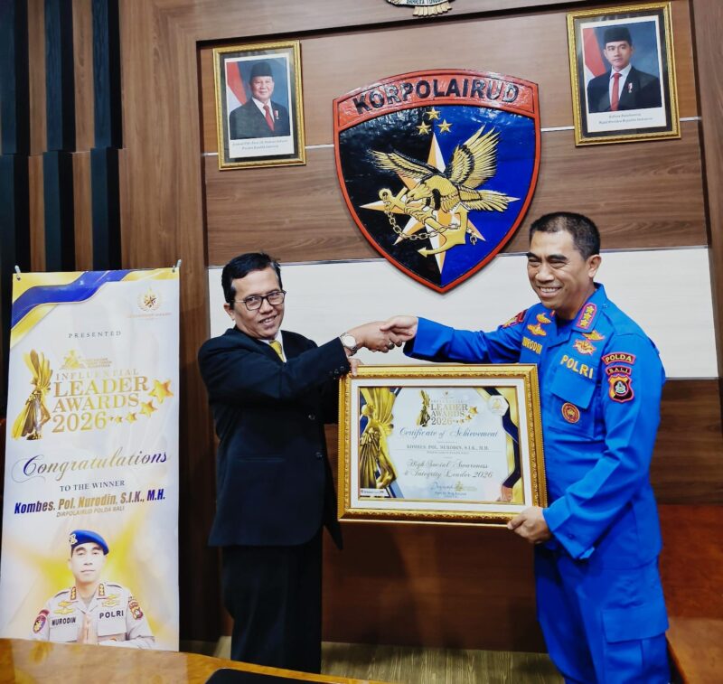 Direktur Polairud Polda Bali, Kombes Pol. Nurodin, S.I.K., M.H., meraih Influential Leader Awards 2026 kategori High Social Awareness & Integrity Leader