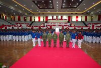 Panglima TNI Jenderal TNI Agus Subiyanto bersama Menteri Pertahanan RI Sjafrie Sjamsoeddin dan Kapolri Jenderal Pol. Listyo Sigit Prabowo