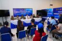 Konferensi pers di Posko Terpadu Operasi Modifikasi Cuaca, Lanud Halim Perdanakusuma, Jakarta Timur