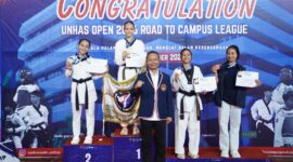 Ketua Umum Pengurus Besar Taekwondo Indonesia (PBTI) Jenderal TNI Richard Tampubolon, S.H., M.M. menyaksikan pertandingan kejuaraan Liga Mahasiswa Taekwondo